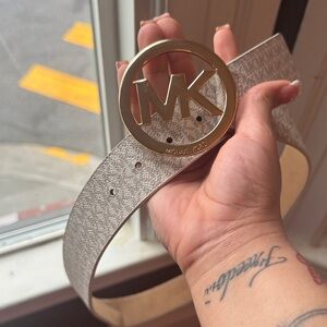 Michael Kors Gold Buckle Cream Belt